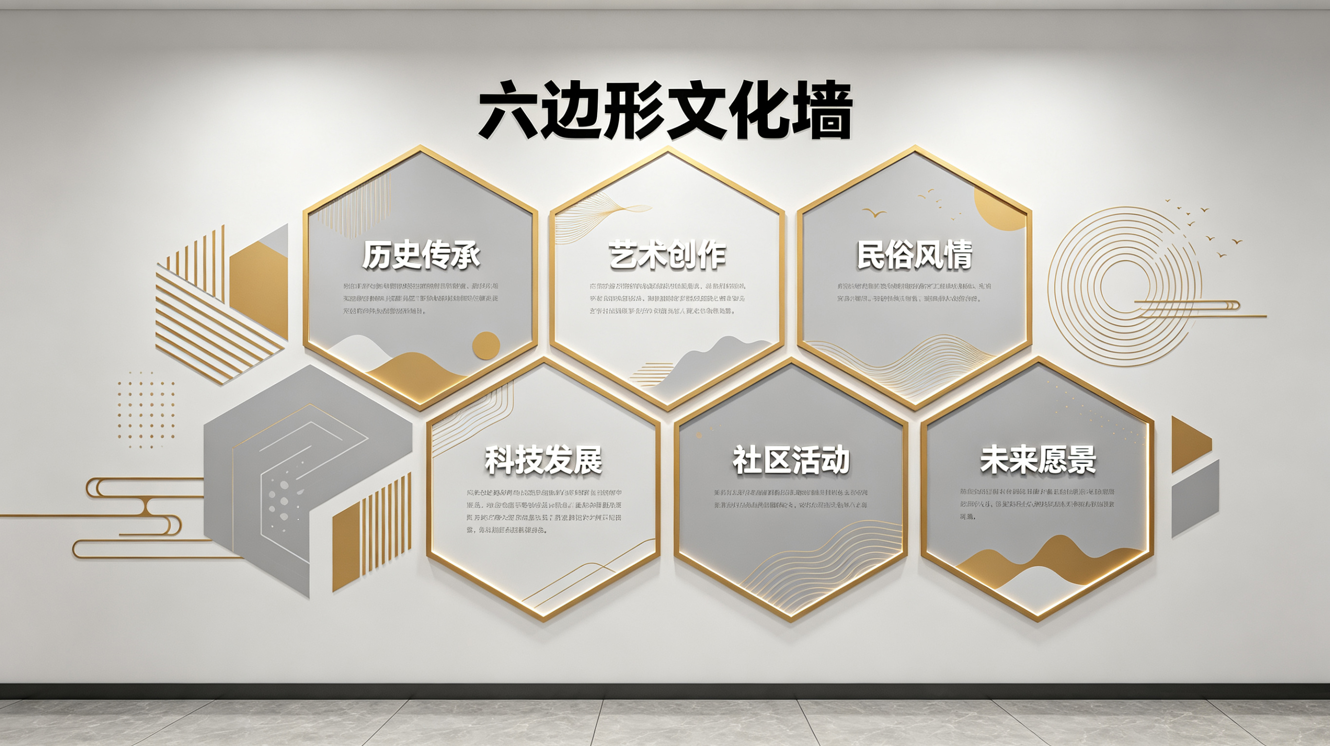 马尔康企业文化墙 | 六边形信息美学
